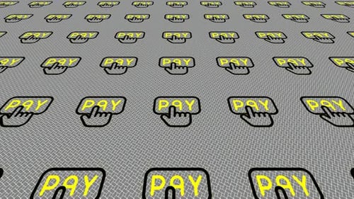 Fondo dinámico con íconos animados de clic para pagar, diseño único, exclusivo