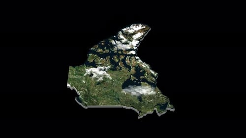 Realistic 3D Map of Canada Rotating Satellite View