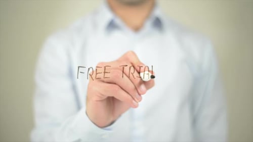 Free Trail, Man Writing on Transparent Screen