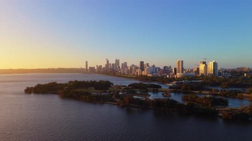 Sunset Perth city flight