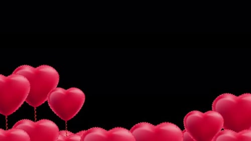 Floating Red Heart Balloons Overlay for Celebrations