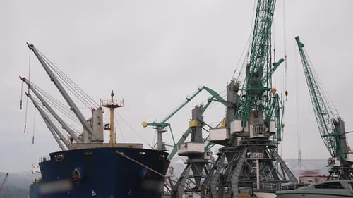 Freight Transportation of Containers on Ship or Cargo Boat in Harbor Sea Port