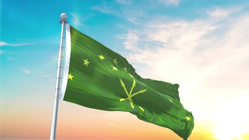 Adygea Flag Waving Realistic