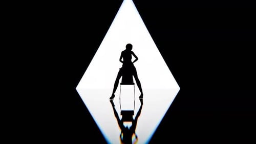 Dancing Silhouette in Geometric Spotlight Loop