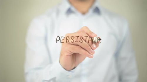 Persistance Man Writing on Transparent Screen