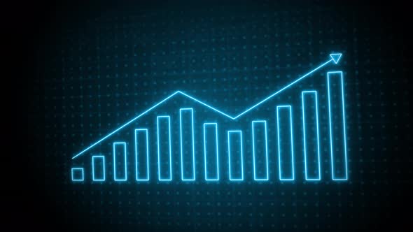 Glowing colorful neon line graph animation. Neon business growth ...