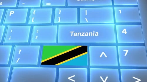 Flag of Tanzania on the Buttons on Keyboard With Country Name