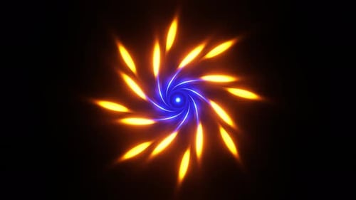 Abstract Pattern Like Flower in the Form of Arrows and Spirals Rotating on Black Background