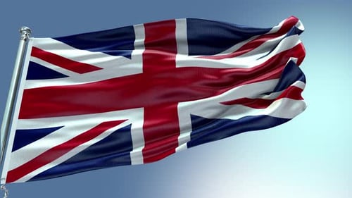 Realistic Union Jack Flag Waving Background