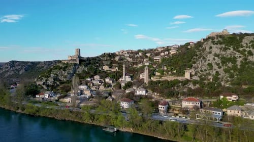 Aerial view of the historic urban site of Počitelj