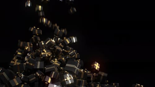 Falling Luxury Black and Gold Gift Boxes Animation