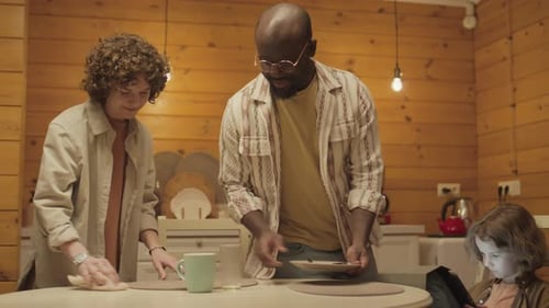 Family Preparing a Meal Together at Home