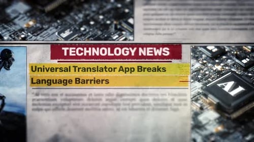 Futuristic Technology News Headline Highlight with AI and Robot