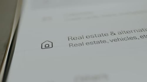 Real Estate and Alternative Assets Category in an Investment App Interface