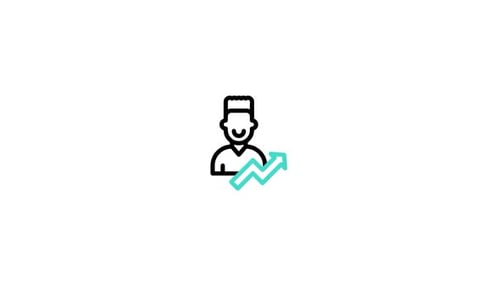 Flat Design Animated Person Icon with Growth Arrow