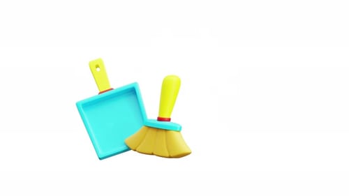 Modern Animated 3D Cleaning Tools Icons