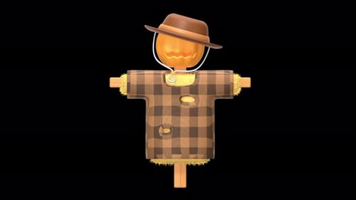 scarecrow 3D Animation, Alpha Channel, Transparent Background