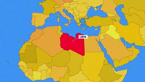 Libya Map Yellow And Blue Color New Style