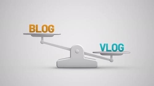 Animação em loop de escala de equilíbrio entre blog e vlog