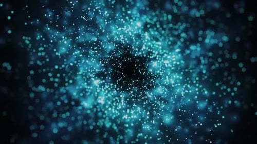 Abstract Blue Digital Particles Vortex Background