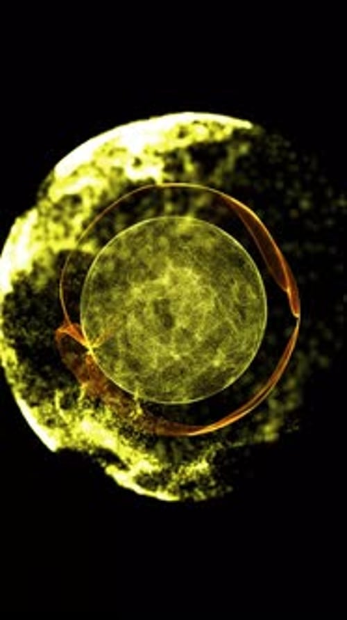 Abstract Glowing Particle Sphere Energy Reveal