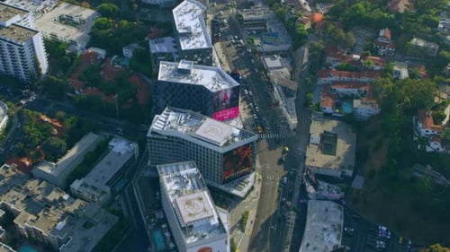 Los Angeles, California, USA - Circa 2018: Aerial View Busy City On
