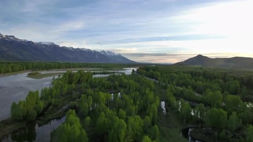 Snowcapped Mountains Aerial Drone View