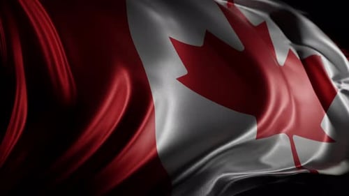 Realistic Waving Canadian Flag Loop Animation