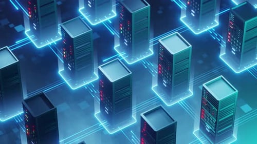 Futuristic Data Center Server Network Digital Connection