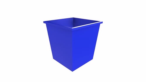 Blue Recycle Bin 3d object rotating loop