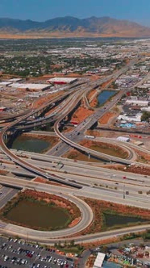 Motorways, loops and skyways of traffic system in Salt Lake City, Utah, United States.