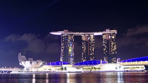 Singapore - January 03: Laser Show in Singapore at Evening Time