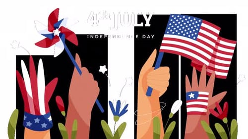 4th of july celebration united states independence day USA animation 4k on alpha channel