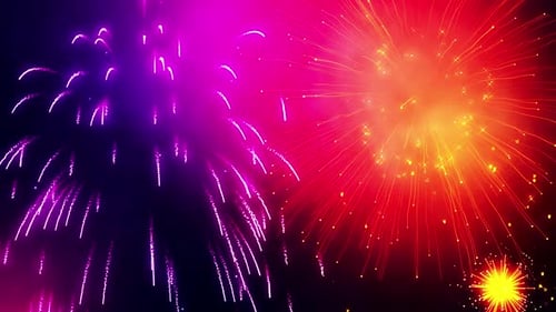 Vibrant Neon Fireworks Celebration Background