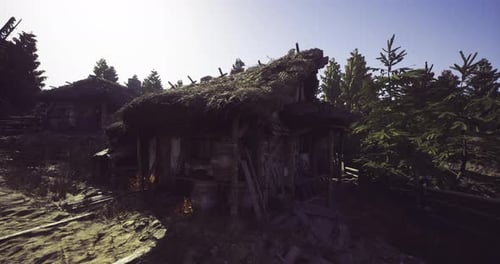 Old Rustic House in a Forest Surrounded By Trees and Natural Scenery