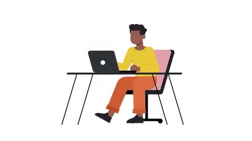 Flat Design Animation of a Person Working on a Laptop