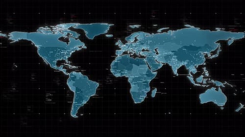 World Map on Black Background