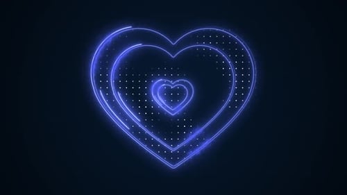 Pulsing Neon Hearts Tunnel Loop Background
