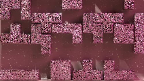 Sparkling Pink Glitter Blocks Assemble Animation Background