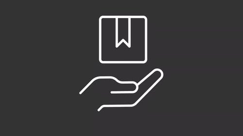 Animated Line Icon of Hand Holding Package
