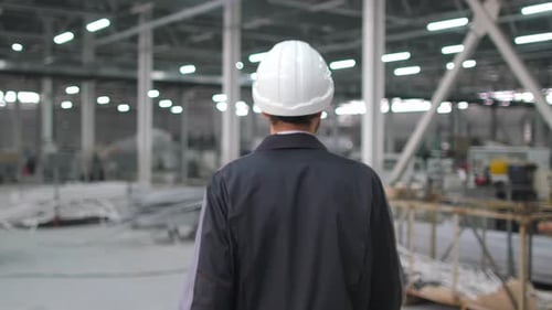 Worker Engineer Man at Engineer Industrial Factory Production Plant Factory