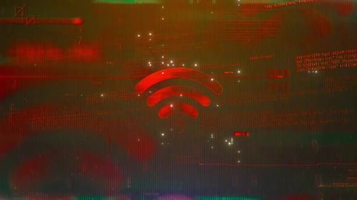 Digital Glitch Wi-Fi Signal Icon Animation