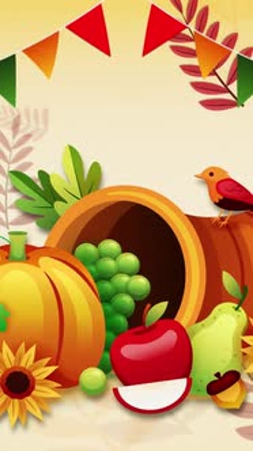 Autumn Harvest Celebration Vertical Animated Background