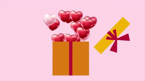 Modern Gift Box Reveal with Floating Hearts