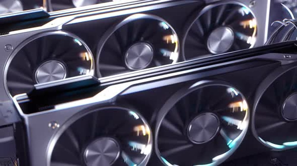 Row of GPU Graphics Processing Units Rack 3d Animation, Miscellaneous ...