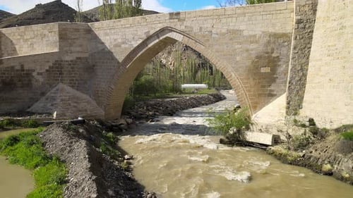 ancient bridge and river