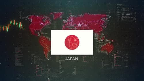 Japan Stock Market Chart Background With Flag