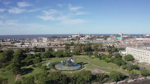 Aerial View of Park and Cityscape on Sunny Day