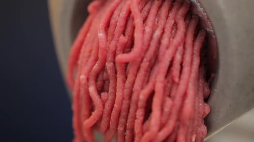 meat coming out of the meat grinder