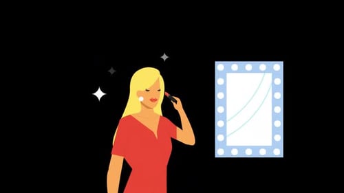 Girl Doing Makeup Looking In Mirror Alpha Channel